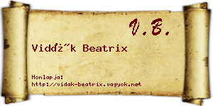 Vidák Beatrix névjegykártya